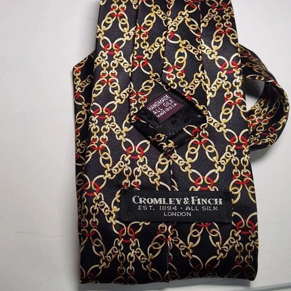 Cromley & Finch Chainlink Silk Tie - Picture 3 of 5